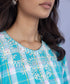 Women's Pret Yarn Dyed Embroidered Blue A-Line Shirt